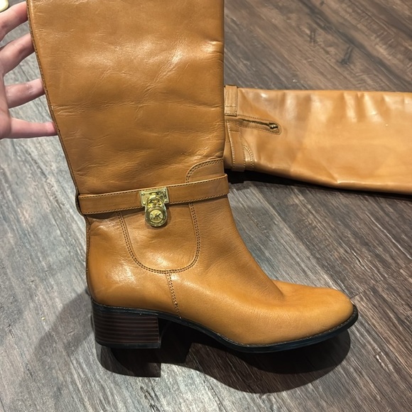 Michael Kors Genuine Leather Hamilton Riding Brown Leather Knee-High Boots - Picture 8 of 12